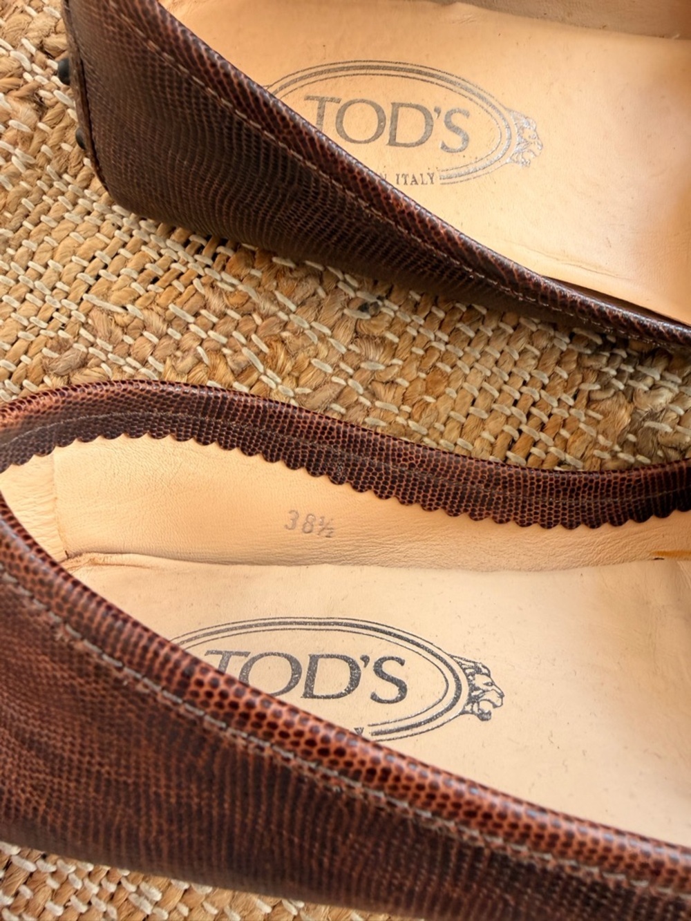 Vintage TOD'S Womens Driving Moc Lizard Loafers Sz 8.5 - Picture 8 of 10